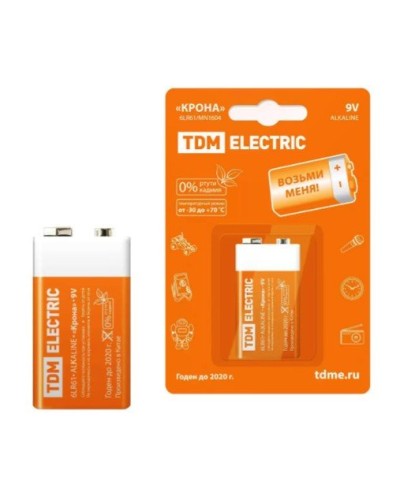 6LR61 Крона 9V BP-1 TDM (SQ1702-0013). Элемент питания. TDM ЕLECTRIC в Нижнем Новгороде