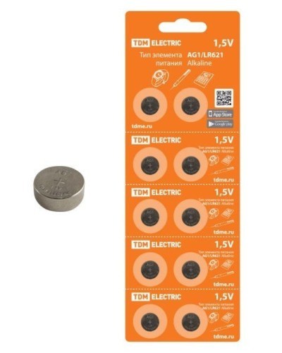AG1/LR621 Alkaline 1,5V BP-10 TDM (SQ1702-0045). Элемент питания. TDM ЕLECTRIC в Нижнем Новгороде