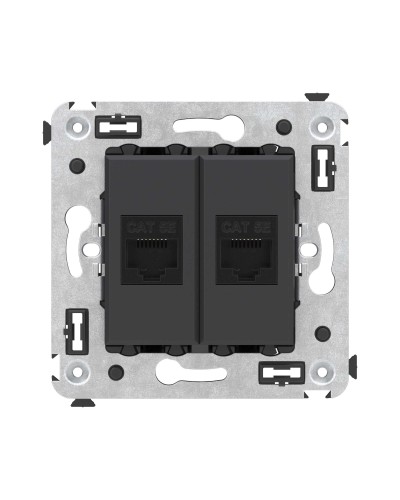 Розетка RJ-45 в стену, кат.5E, Avanti, двойная, черный матовый (4412664). Розетка компьютерная. ДКС в Нижнем Новгороде