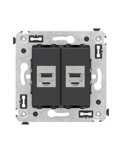 Розетка RJ-45 в стену, кат.6E, Avanti, двойная, черная матовая (4412764). Розетка компьютерная. ДКС в Нижнем Новгороде