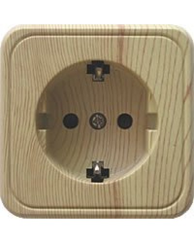 Розетка одинарная открытой установки с з/к, сосна, LK Standard (813225). Розетка с заземляющими контактами и защитными шторками. Экопласт в Нижнем Новгороде