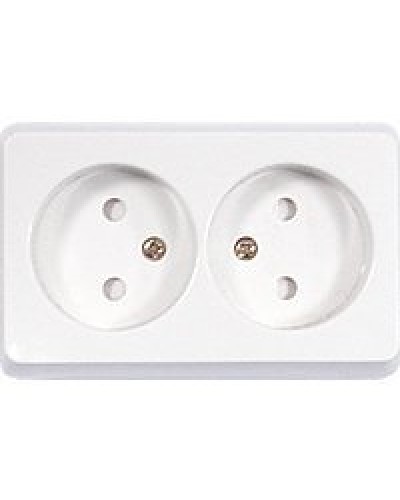 Розетка двойная открытой установки без з/к, белый, LK Standard (813604). Розетка без заземляющих контактов с защитными шторками. Экопласт в Нижнем Новгороде
