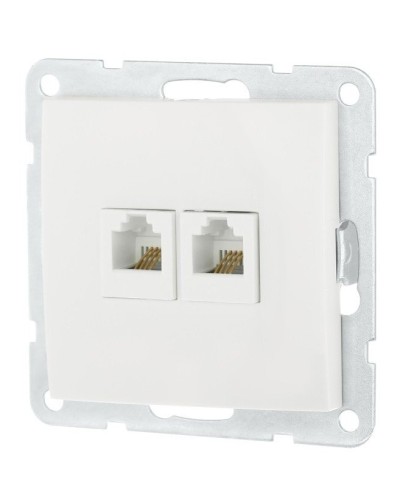Розетка телефонная двойная 2xRJ-12 с накладкой, белый LK60 (865604-1). Розетка телефонная. Экопласт в Нижнем Новгороде