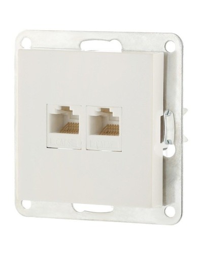 Розетка 2xRJ-45 кат.5е с накладкой, белый LK80 (846204-1). Розетка компьютерная двойная. Экопласт в Нижнем Новгороде