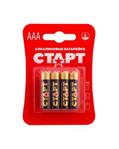 СТАРТ LR03-BL4 (1,5 В, AAA, LR03), упак. 4 шт. БЛИСТЕР. Алкалиновые батарейки. СТАРТ в Нижнем Новгороде