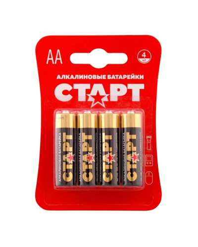 СТАРТ LR6-BL4 (1,5 В, AA, LR6), упак. 4 шт. БЛИСТЕР. Алкалиновые батарейки. СТАРТ в Нижнем Новгороде