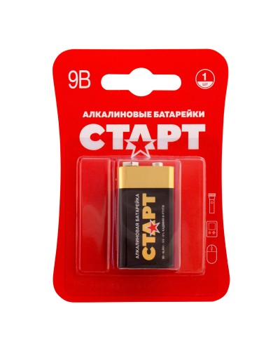 СТАРТ 6LR61-BL1 (9 В, Крона,  6LR61), БЛИСТЕР. Алкалиновая батарейка. СТАРТ в Нижнем Новгороде