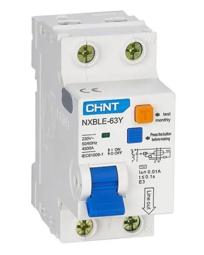 NXBLE-63Y (R) 1п+N C 6А 30мА электронный тип AC 4.5кА CHINT (105540). Автоматический выключатель дифференциального тока. CHINT в Нижнем Новгороде