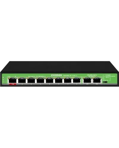 DSP208F-2F-T120 DSP208F-2F-T120 V1 (L2) 10х100Мбит/с 8PoE 8PoE+ 120W. Коммутатор с питанием по PoE. Digma в Нижнем Новгороде