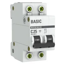 Автоматический выключатель 2P 25А (C) 4,5кА ВА 47-29 Basic (mcb4729-2-25C). Автоматический выключатель. EKF