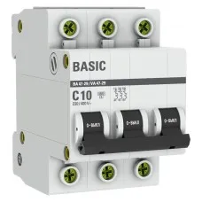 Автоматический выключатель 3P 10А (C) 4,5кА ВА 47-29 Basic (mcb4729-3-10C). Автоматический выключатель. EKF