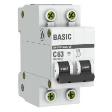 Автоматический выключатель 2P 63А (C) 4,5кА ВА 47-29 Basic (mcb4729-2-63C). Автоматический выключатель. EKF