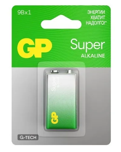 GP Super Alkaline 9V Крона (GP 1604AA21-5CRSBC1), БЛИСТЕР. Алкалиновая батарейка. GP Batteries в Нижнем Новгороде