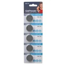 CR2032 GoPower, упак. 5 шт., БЛИСТЕР. Литиевый элемент питания. GoPower