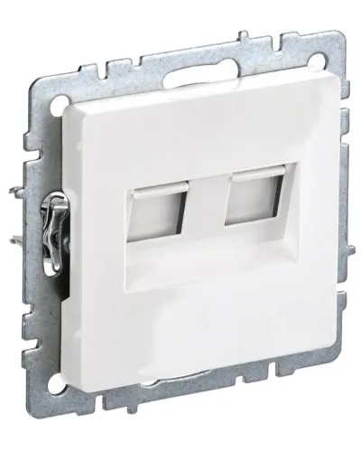 Розетка RJ11+RJ45 РК/Т12-БрБ белая BRITE (BR-KT20-O-1-K01). Розетка двойная. IEK в Нижнем Новгороде