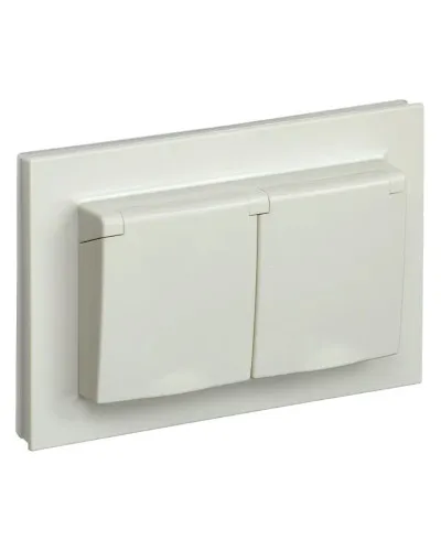 Розетка 2-местная с з/к РСбш12-3-44-БрКр бежевый BRITE (BR-R26-16-44-K10-F). Розетка с заземлением с защитными шторками и крышкой в сборе. IEK в Нижнем Новгороде