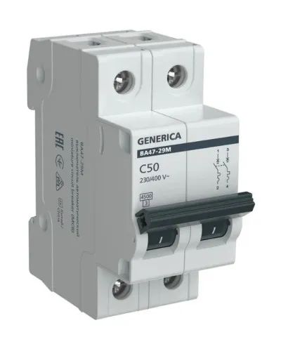 GENERICA ВА47-29М 2P C 50А 4,5кА (MVA21-2-050-C-G). Автоматический выключатель. IEK в Нижнем Новгороде