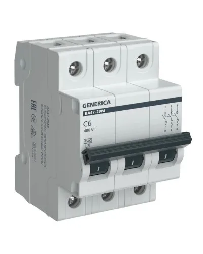 GENERICA ВА47-29М 3P C 6А 4,5кА (MVA21-3-006-C-G). Автоматический выключатель. IEK в Нижнем Новгороде