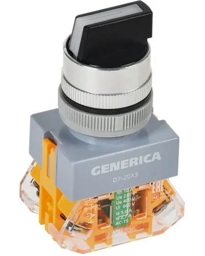 Переключатель D7-20X3 на 3 положения черный GENERICA (BSW50-20X3-3-21-3-K02-G). Переключатель. IEK в Нижнем Новгороде