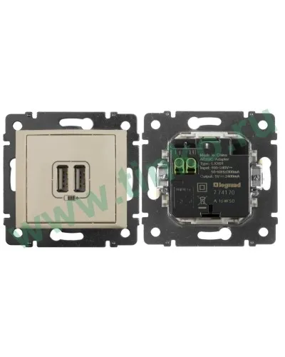 Розетка Valena двойная, USB, слоновая кость (774170). Розетка. LegranD в Нижнем Новгороде
