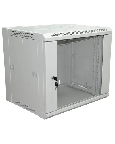 Шкаф телекоммуникационный 19 настенный 9U 600×450×500 мм (ШxГxВ) - передняя дверь стекло, боковые стенки съемные (разобранный) RAL 7035 (04-2201). Шкаф телекоммуникационный 19 настенный 9U. Rexant в Нижнем Новгороде
