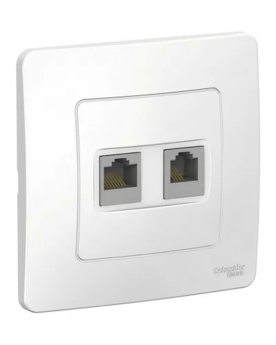 BLANCA розетка RJ45+RJ11 2-местная, кат. 5Е, скрытой установки, белый (BLNIS045111). Розетка компьютерная + телефонная. Systeme Electric в Нижнем Новгороде