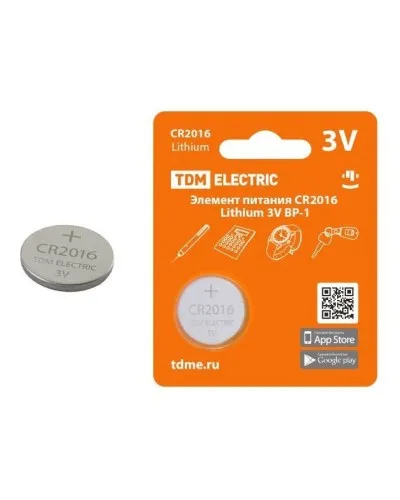 CR2016 Lithium 3V BP-1 TDM (SQ1702-0097). Элемент питания. TDM ЕLECTRIC в Нижнем Новгороде