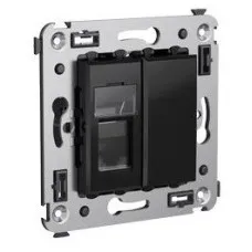Розетка RJ-45 в стену Avanti одинарная черный квадрат (4402463). Розетка компьютерная. ДКС