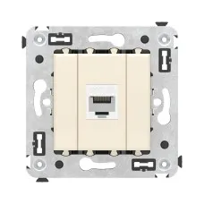 Розетка RJ-45 в стену, кат.5E, Avanti, одинарная, ванильная дымка (4405663). Розетка компьютерная. ДКС