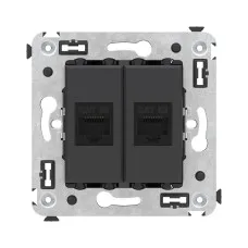 Розетка RJ-45 в стену, кат.5E, Avanti, двойная, черный матовый (4412664). Розетка компьютерная. ДКС