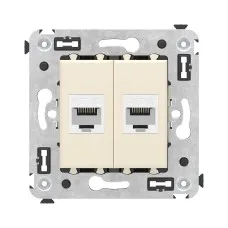 Розетка RJ-45 в стену, кат.5E, Avanti, двойная, ванильная дымка (4405664). Розетка компьютерная. ДКС