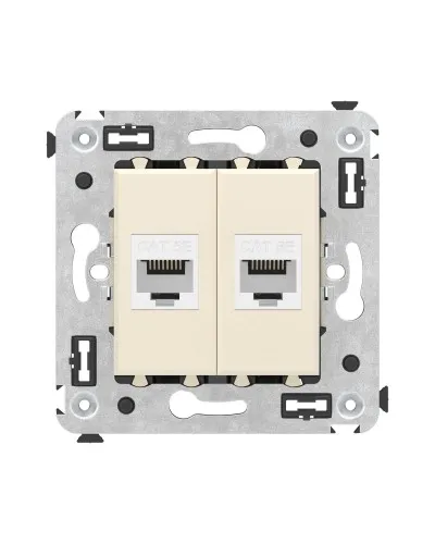 Розетка RJ-45 в стену, кат.5E, Avanti, двойная, ванильная дымка (4405664). Розетка компьютерная. ДКС в Нижнем Новгороде