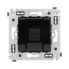 Розетка RJ-45 в стену, кат.5E, Avanti, одинарная, черный квадрат (4402663). Розетка компьютерная. ДКС