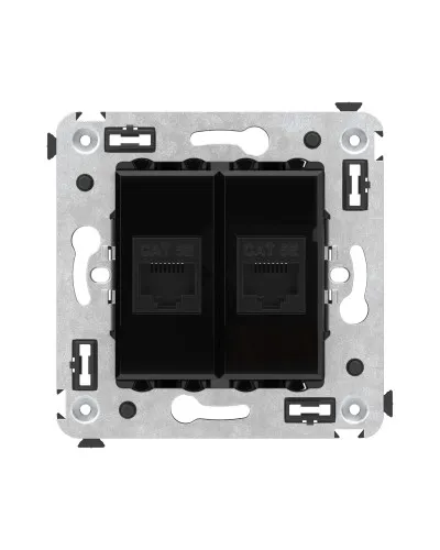 Розетка RJ-45 в стену, кат.5E, Avanti, двойная, черный квадрат (4402664). Розетка компьютерная. ДКС в Нижнем Новгороде