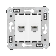 Розетка RJ-45 в стену, кат.5E, Avanti, двойная, белое облако (4400664). Розетка компьютерная. ДКС