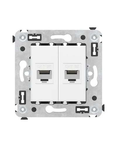 Розетка RJ-45 в стену, кат.5E, Avanti, двойная, белое облако (4400664). Розетка компьютерная. ДКС в Нижнем Новгороде