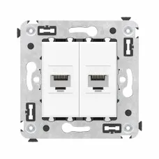 Розетка RJ-45 в стену, кат.6E, Avanti, двойная, белое облако (4400694). Розетка компьютерная. ДКС