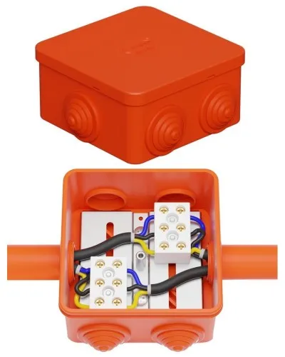Коробка JBS080 85х85х50, 6 вых., 12P (0,15-2,5 мм²) (43071HF). Коробка монтажная, огнестойкая, без галогена. Экопласт в Нижнем Новгороде