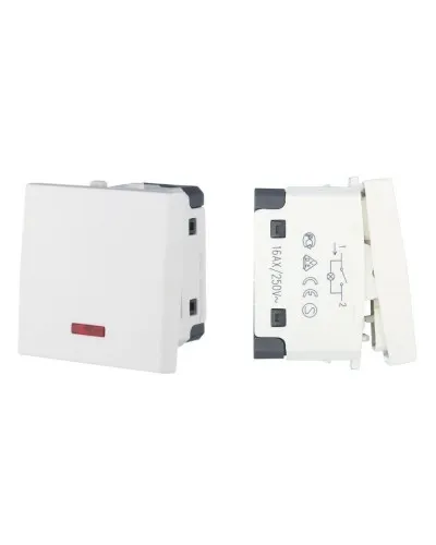 Выключатель с индикатором 45х45мм 16 A, 250 B, белый LK45 (850904). Выключатель. Экопласт в Нижнем Новгороде